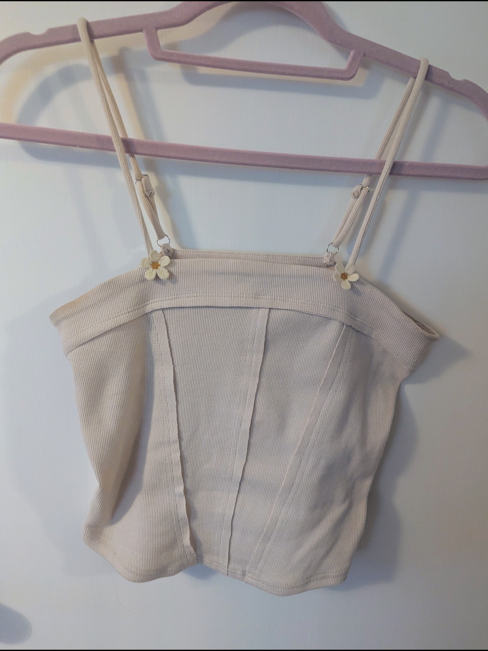 NATURAL LIFE Cream Ribbed Cami with Daisy Accents
